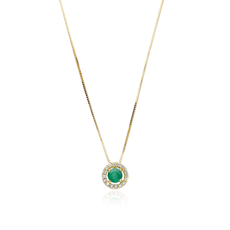 Gargantilla Oro 18k, esmeralda y diamantes 0.085cts "Elora"