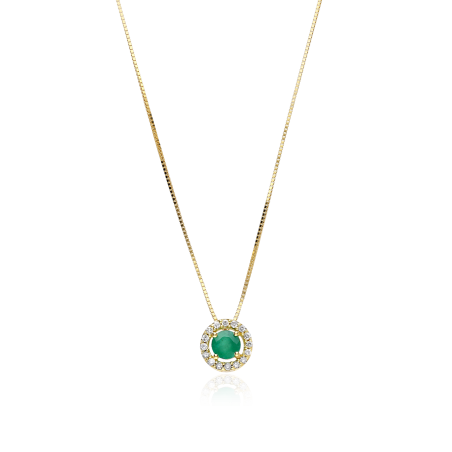 Gargantilla Oro 18k, esmeralda y diamantes 0.085cts "Elora"