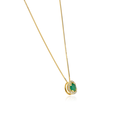 Gargantilla Oro 18k, esmeralda y diamantes 0.085cts "Elora"