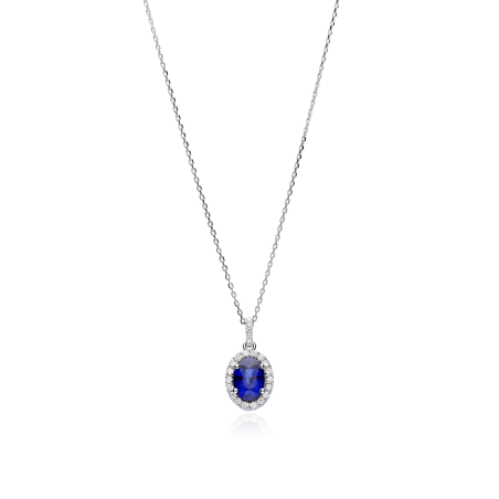Gargantilla Oro Blanco zafiro y diamantes 0.13cts "Atalia"