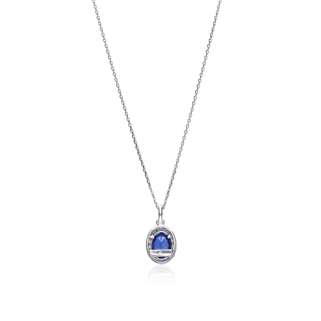 Gargantilla Oro Blanco zafiro y diamantes 0.13cts "Atalia"