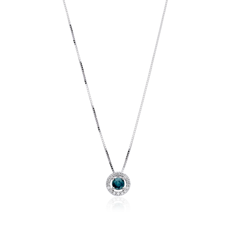 Gargantilla Oro 18k, zafiro y diamantes 0.09cts "Elora"