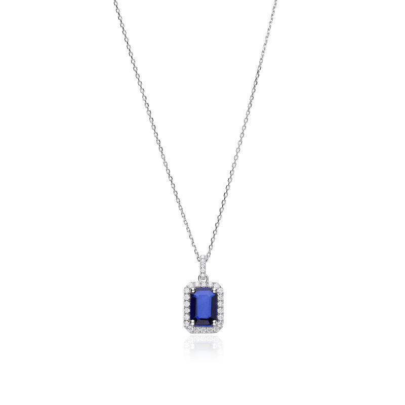 Gargantilla Oro 18k zafiro y diamantes 0.17cts "Elsa"