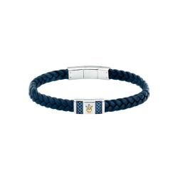 Pulsera Maserati Hombre Acero y Piel Trenzada Azul JM4249IK03