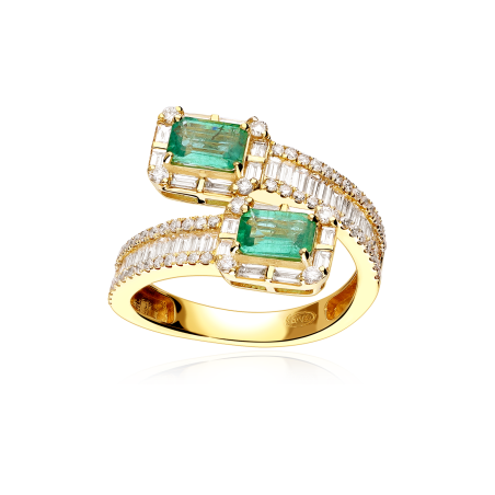 Anillo Oro 18k esmeraldas y diamantes 1.06cts "Godiva"