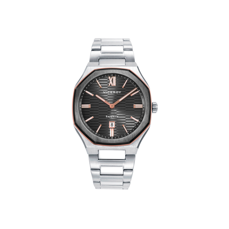 Reloj Viceory Jombre Acero Doble Bisel IP Gris y Rosa 45009-13