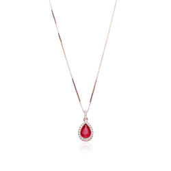 Gargantilla Oro 18k rubí y diamantes 0.13cts "Mires"