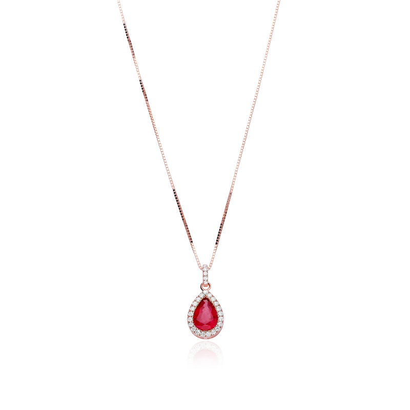 Gargantilla Oro 18k rubí y diamantes 0.13cts "Mires"
