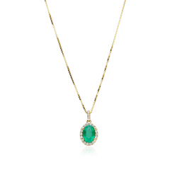 Gargantilla Oro 18k, esmeralda y diamantes 0.14cts "Soikea"
