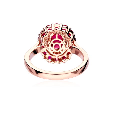 Anillo Oro 18k, rubí y diamantes 0.32cts "Glazed"