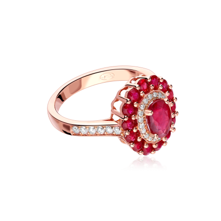 Anillo Oro 18k, rubí y diamantes 0.32cts "Glazed"