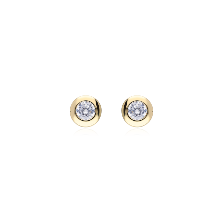 PENDIENTES "GALLERY" CHATÓN ORO 18K Y CIRCONITAS