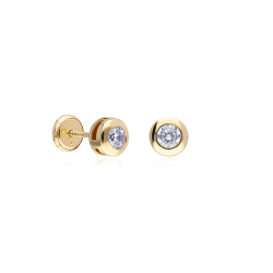 PENDIENTES "GALLERY" CHATÓN ORO 18K Y CIRCONITAS