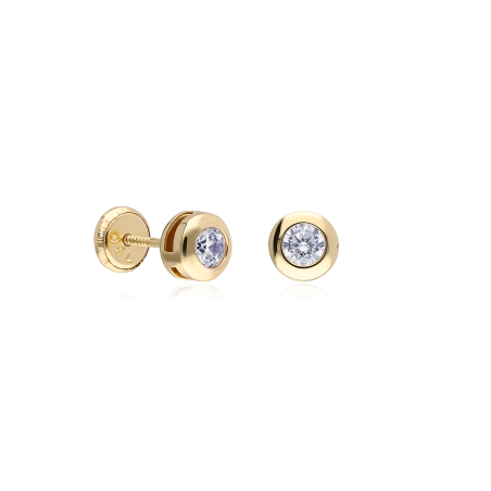 PENDIENTES "GALLERY" CHATÓN ORO 18K Y CIRCONITAS