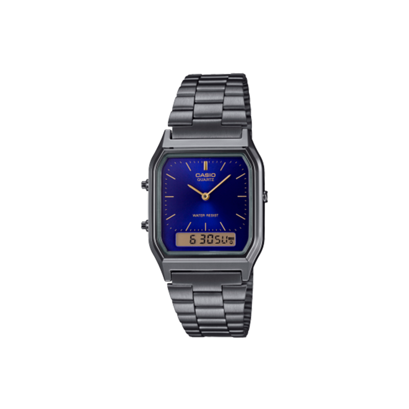 Reloj Casio Edgy Collection Esfera Azul Correa Acero Gris AQ-230EGG-2AEF