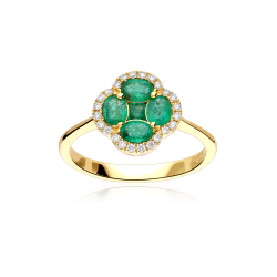 Anillo Oro 18k esmeraldas y diamantes 0.15cts "Vann"