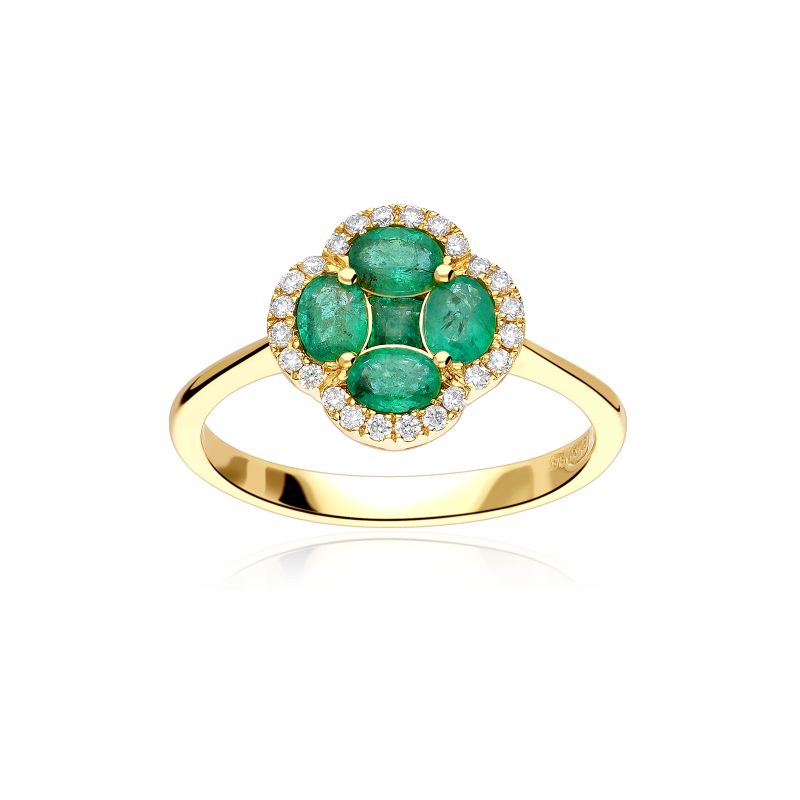 Anillo Oro 18k esmeraldas y diamantes 0.15cts "Vann"
