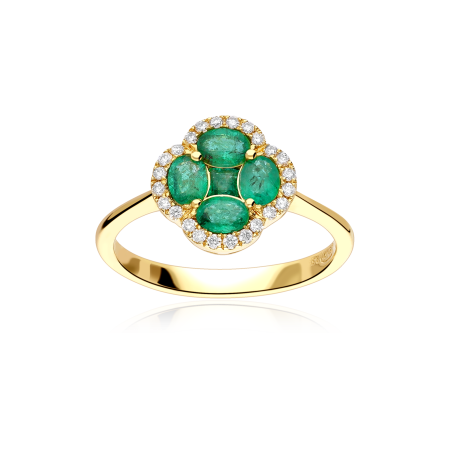 Anillo Oro 18k esmeraldas y diamantes 0.15cts "Vann"