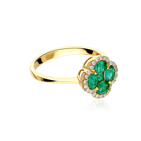 Anillo Oro 18k esmeraldas y diamantes 0.15cts "Vann"