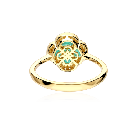Anillo Oro 18k esmeraldas y diamantes 0.15cts "Vann"