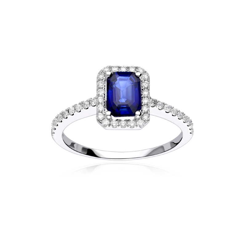 Anillo Oro 18k zafiro y diamantes 0.26cts "Elsa"