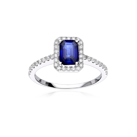 Anillo Oro 18k zafiro y diamantes 0.26cts "Elsa"