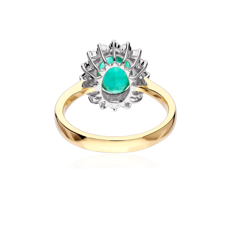 Anillo Oro bicolor 18k, esmeralda y diamantes 0.46cts "Windsor"