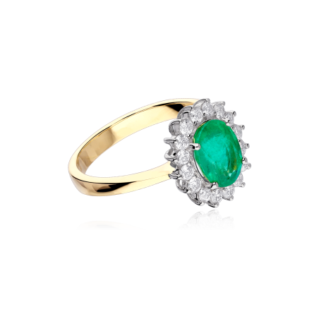 Anillo Oro bicolor 18k, esmeralda y diamantes 0.46cts "Windsor"