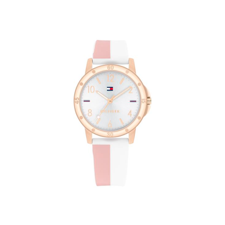 Reloj Tommy Hilfiger Niña Acero Rosado Correa Blanca y Rosa 1720015