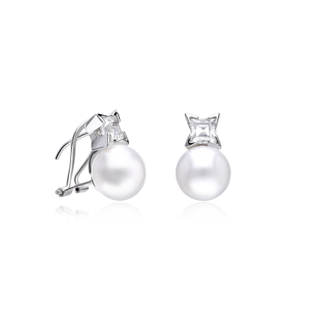 Pendientes Oro 18k circonitas y perlas "Renaud"