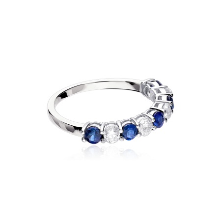 Anillo Oro 18k, zafiros y diamantes 0.52cts "Beire"