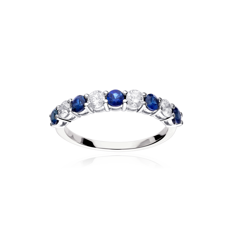 Anillo Oro 18k, zafiros y diamantes 0.52cts "Beire"