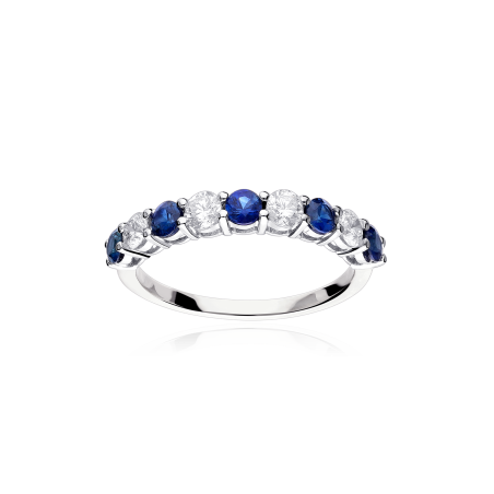 Anillo Oro 18k, zafiros y diamantes 0.52cts "Beire"
