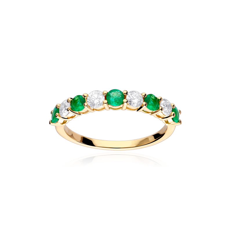 Anillo Oro 18k, esmeraldas y diamantes 0.51cts "Beire"