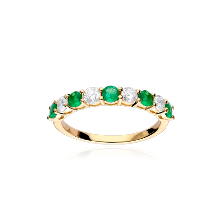 Anillo Oro 18k, esmeraldas y diamantes 0.51cts "Beire"