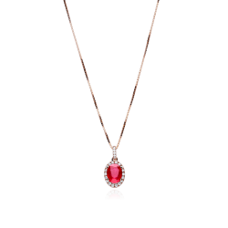 Gargantilla Oro 18k, rubí y diamantes 0.15cts "Soikea"