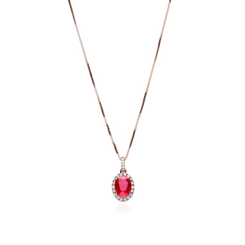 Gargantilla Oro 18k, rubí y diamantes 0.15cts "Soikea"