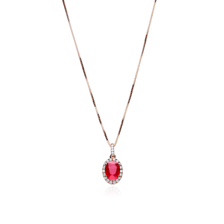 Gargantilla Oro 18k, rubí y diamantes 0.15cts "Soikea"