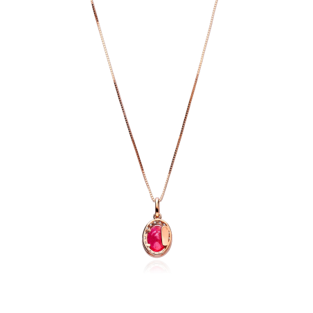 Gargantilla Oro 18k, rubí y diamantes 0.15cts "Soikea"