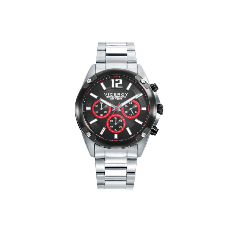 Reloj Viceroy hombre caja acero negra y correa acero plateada 401397-55