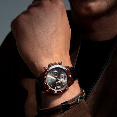 Reloj Viceroy Hombre Acero IP Rosa Bisel Marrón 401401-17
