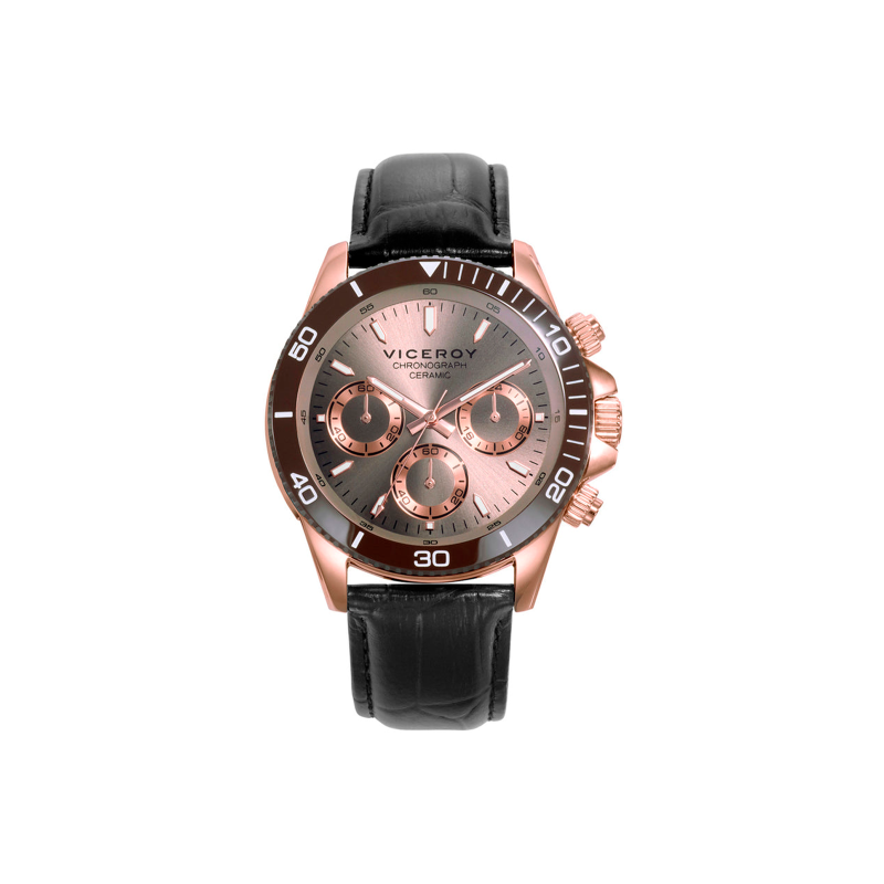 Reloj Viceroy Hombre Acero IP Rosa Bisel Marrón 401401-17