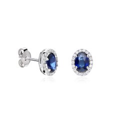 Pendientes Oro Blanco zafiro y diamantes 0.23cts "Atalia"