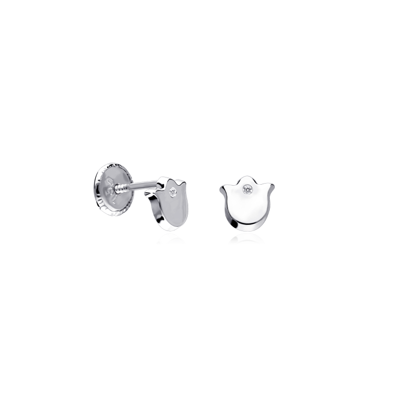 Pendientes Oro 18k y diamantes 0.01cts "Tulipán"