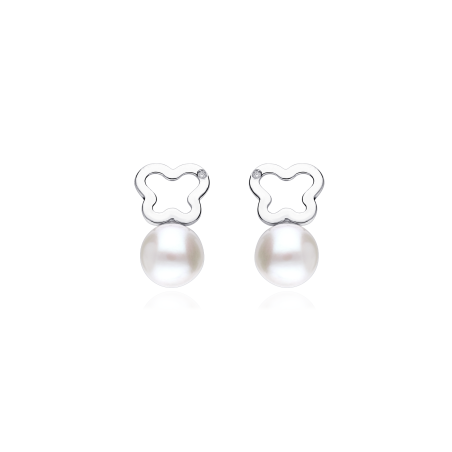 Pendientes Oro 18k, circonitas y perlas "Lucina"