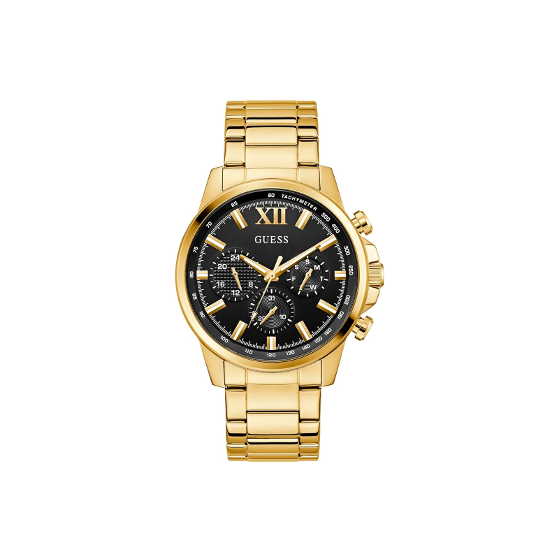 Reloj Guess Hombre Walker Acero Dorado Esfera Negra GW0900G3