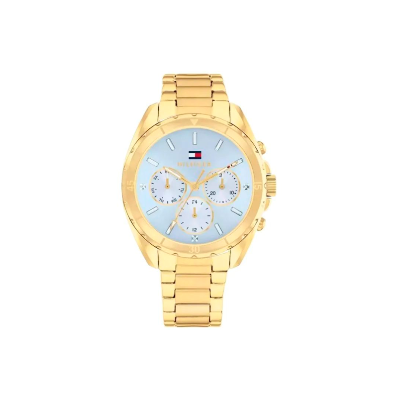 Reloj Tommy Hilfiger Mujer Acero Dorado Esfera Celeste 1782783