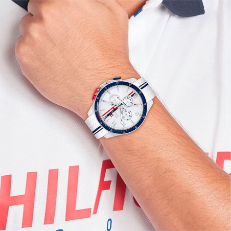 Reloj Tommy Hilfiger Hombre Cronógrafo Blanco y Azul 1792167