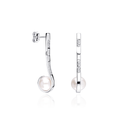 Pendientes Oro 18k  circonitas y perlas cultivadas  Said 