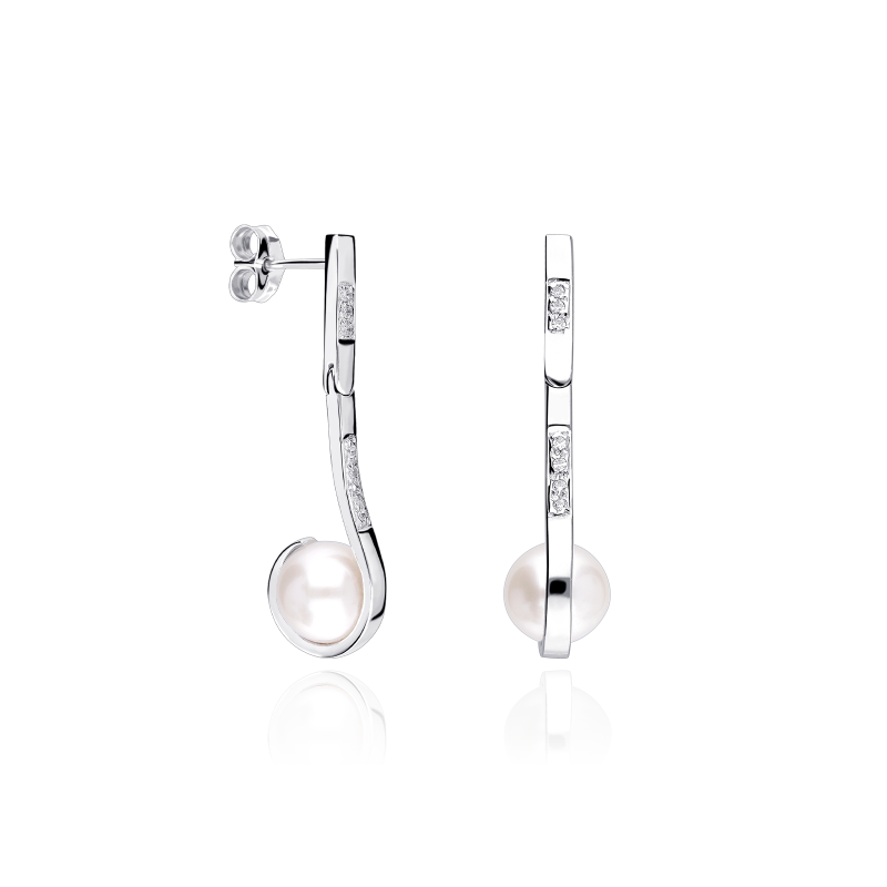 Pendientes Oro 18k, circonitas y perlas cultivadas "Said"